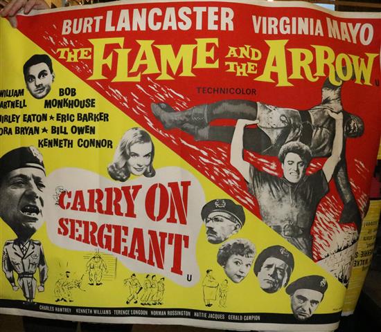 Seven British Quad film posters (rolled), comprising Carry on Sergeant (2) and The World of Henry Orient (5)